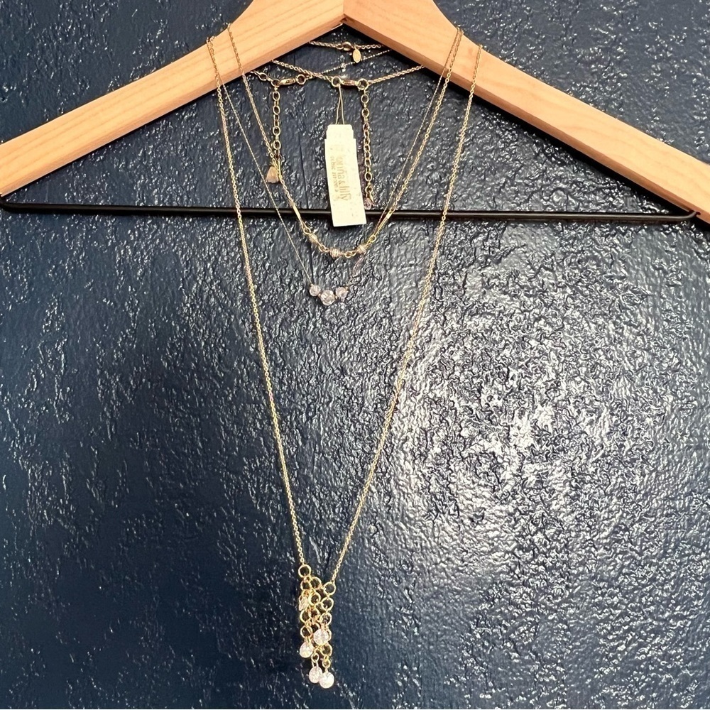 Gold toned necklace bundle of 3